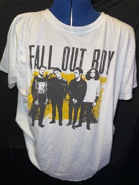 torrid White Fall Out Boy Graphic Tee with Yellow Accent